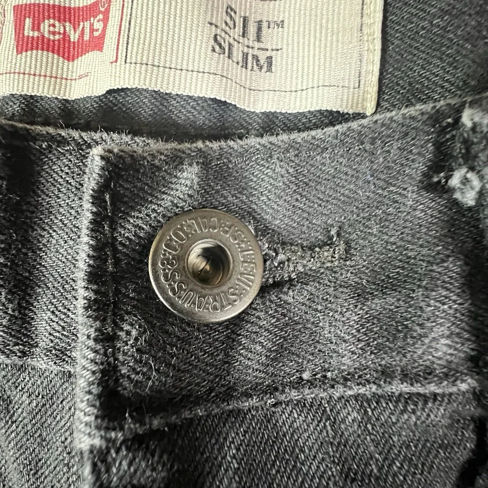 Levi's 511 Slim Fit Stretch Jeans Men's W28 L28 Black Denim Mid Rise Skinny Tape